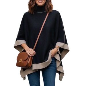 Splendid Sweater Cape X-Small Dark Gray Cream